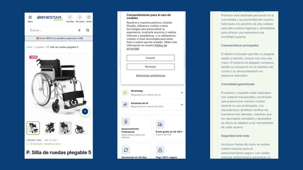 Bienestar Senior · Ecommerce a medida en Shopify