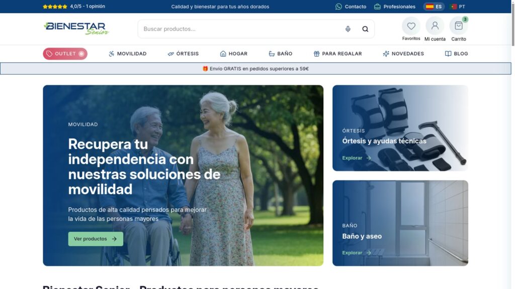 Bienestar Senior · Ecommerce a medida en Shopify
