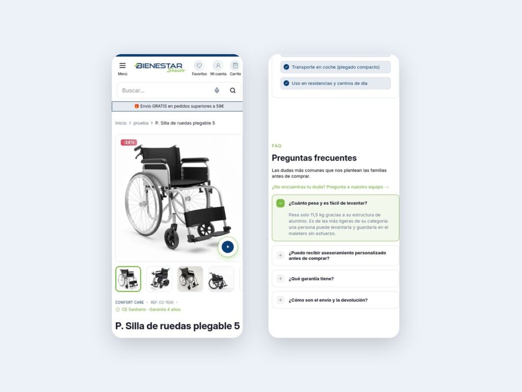 Bienestar Senior · Ecommerce a medida en Shopify
