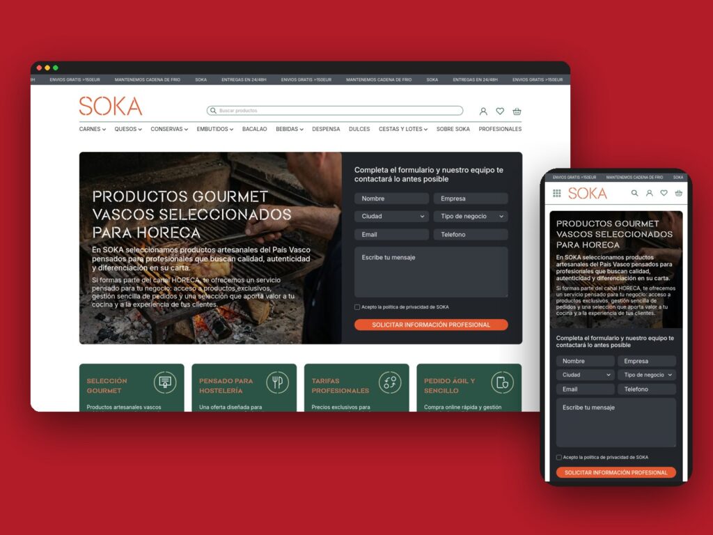 SOKA · Tienda online gourmet a medida en Shopify